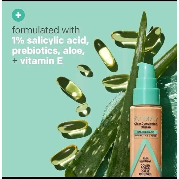 Almay Clear Complexion Acne Foundation 800 Caramel Makeup Sensitive Skin Teens 1 - Picture 6 of 16